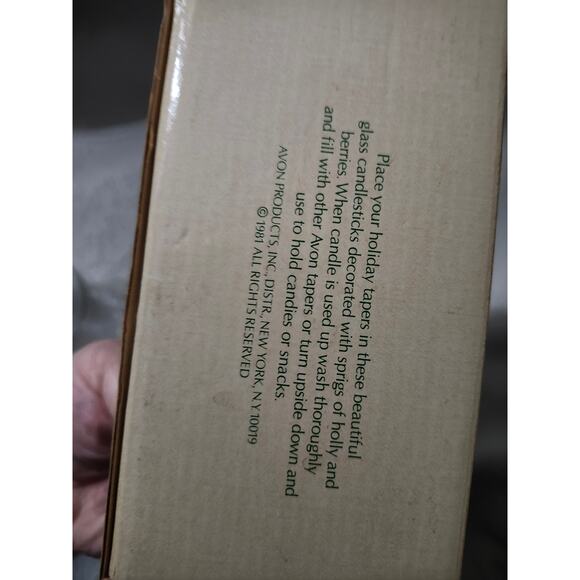 Vintage 1981 Avon Holiday Hostess Collection Candlestick Holder Candy Dish Holly - Picture 11 of 11